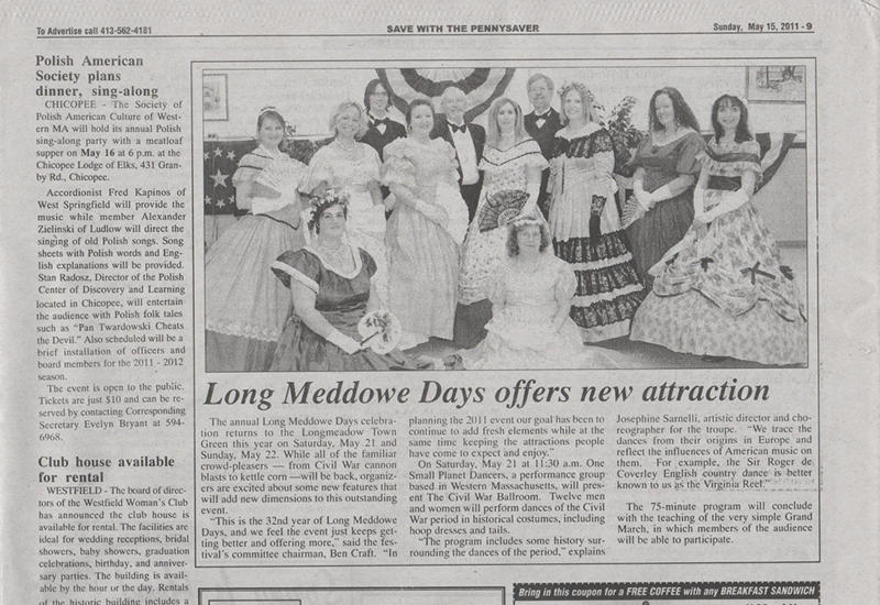 News article about Small Planet Dancers preforming at Long Meddowe Days on the Town Green.