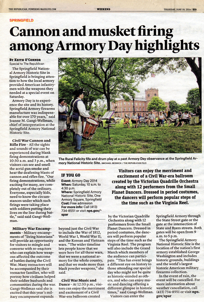 Small Planet Dancers performed Civil War dances at the Springfield Armory on June 19 2014.