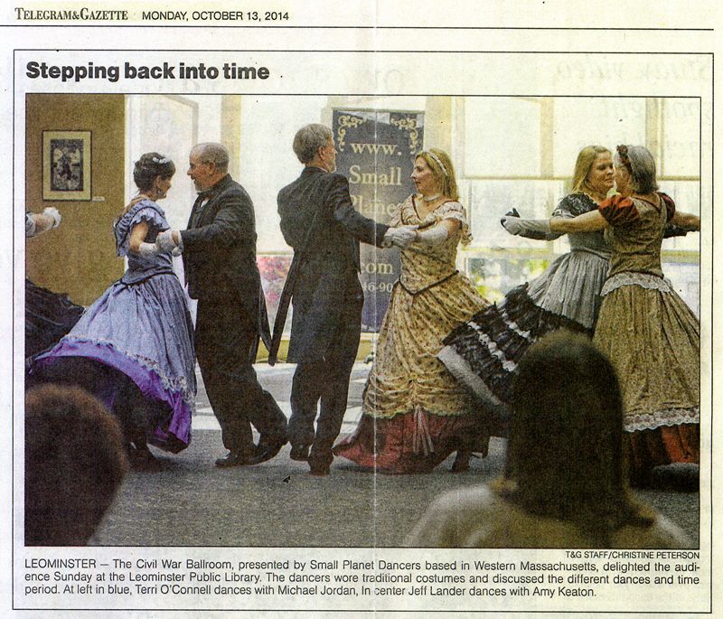 Small Planet Dancers performs Civil War Ballroom dances at the Leominster Public Library on October 12,2014.